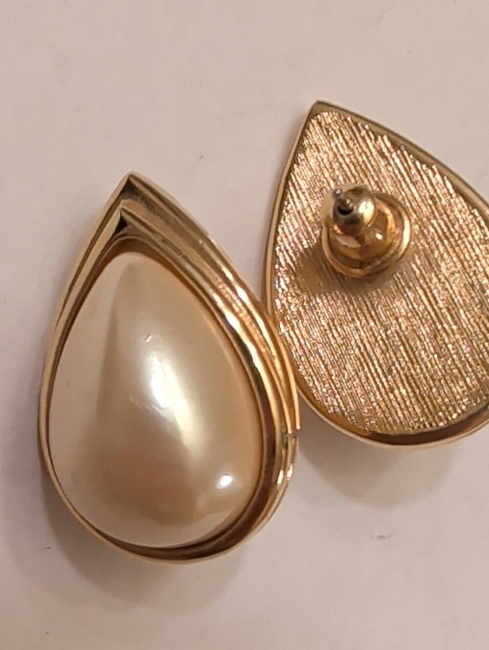 Monet Gold Teardrop Pearl-Style Stud Earrings